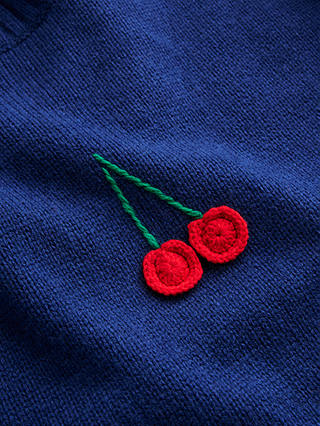 Boden Embroidered Cherries Wool Blend Jumper, Navy
