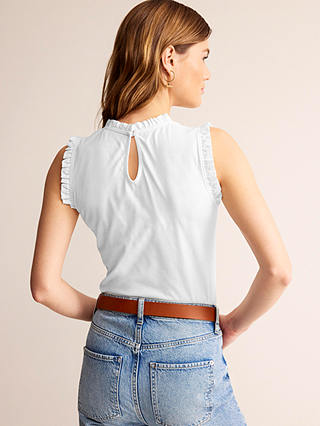 Boden Supersoft Frill Detail Top, White