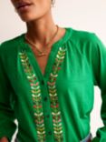 Boden Embroidered Detail Top, Rich Emerald, Rich Emerald