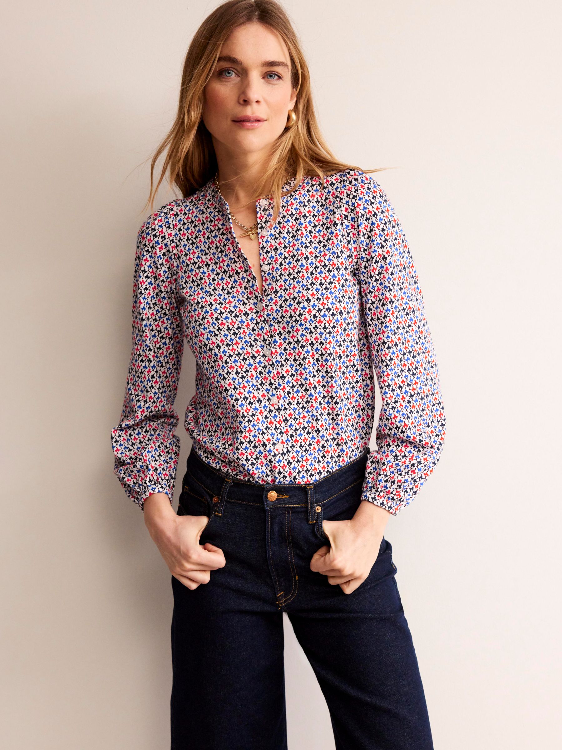 Boden Marina Trellis Bud Floral Top, Multi