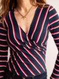 Boden Stripe Wrap Top, Navy