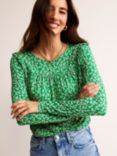 Boden Frill Ditsy Bud Floral Top, Green