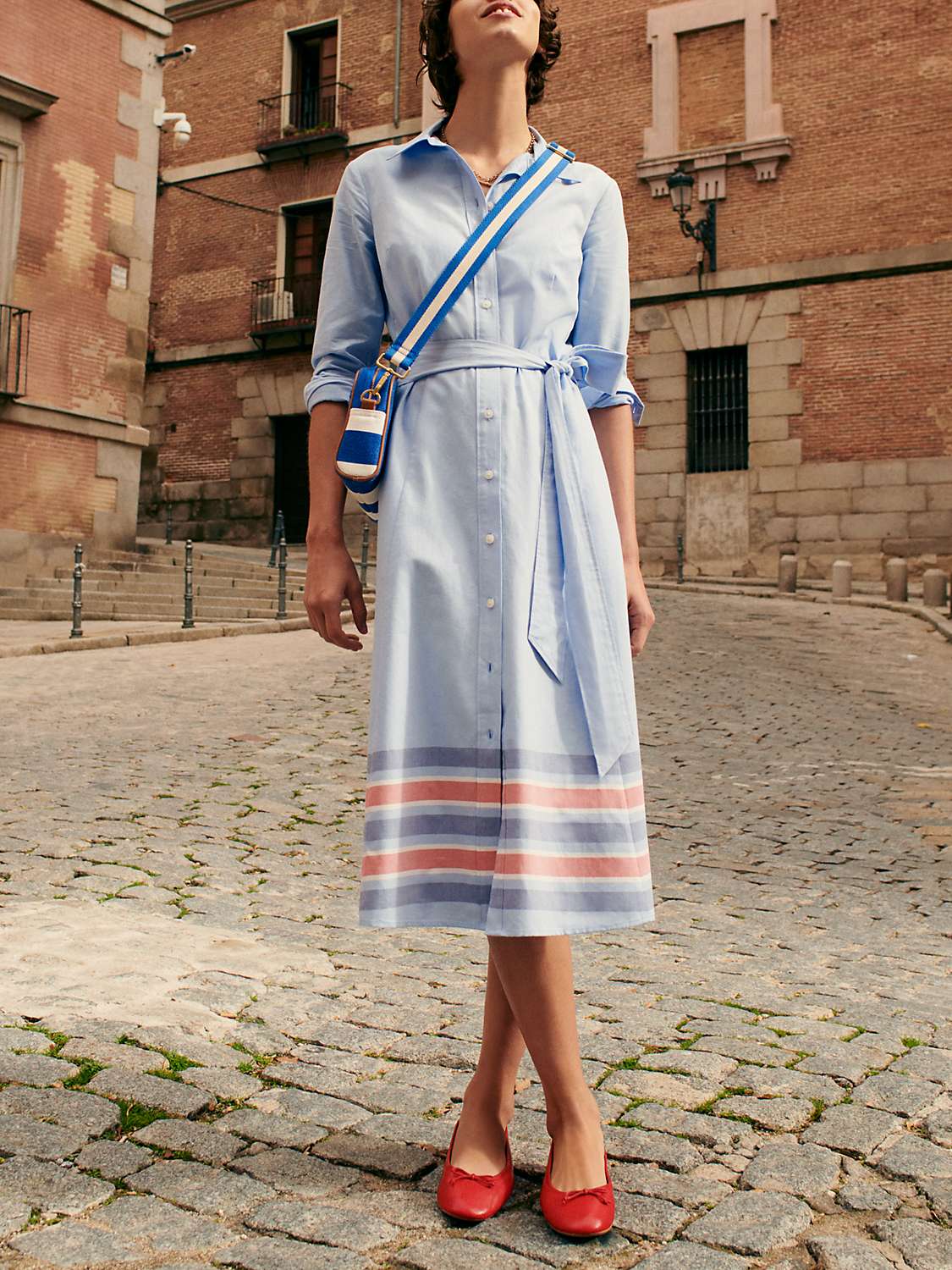 Buy Boden Kate Cotton Shirt Dress, Chambray/Multi Online at johnlewis.com