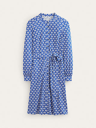 Boden Julia Foliage Print Jersey Shirt Dress, Blue/White