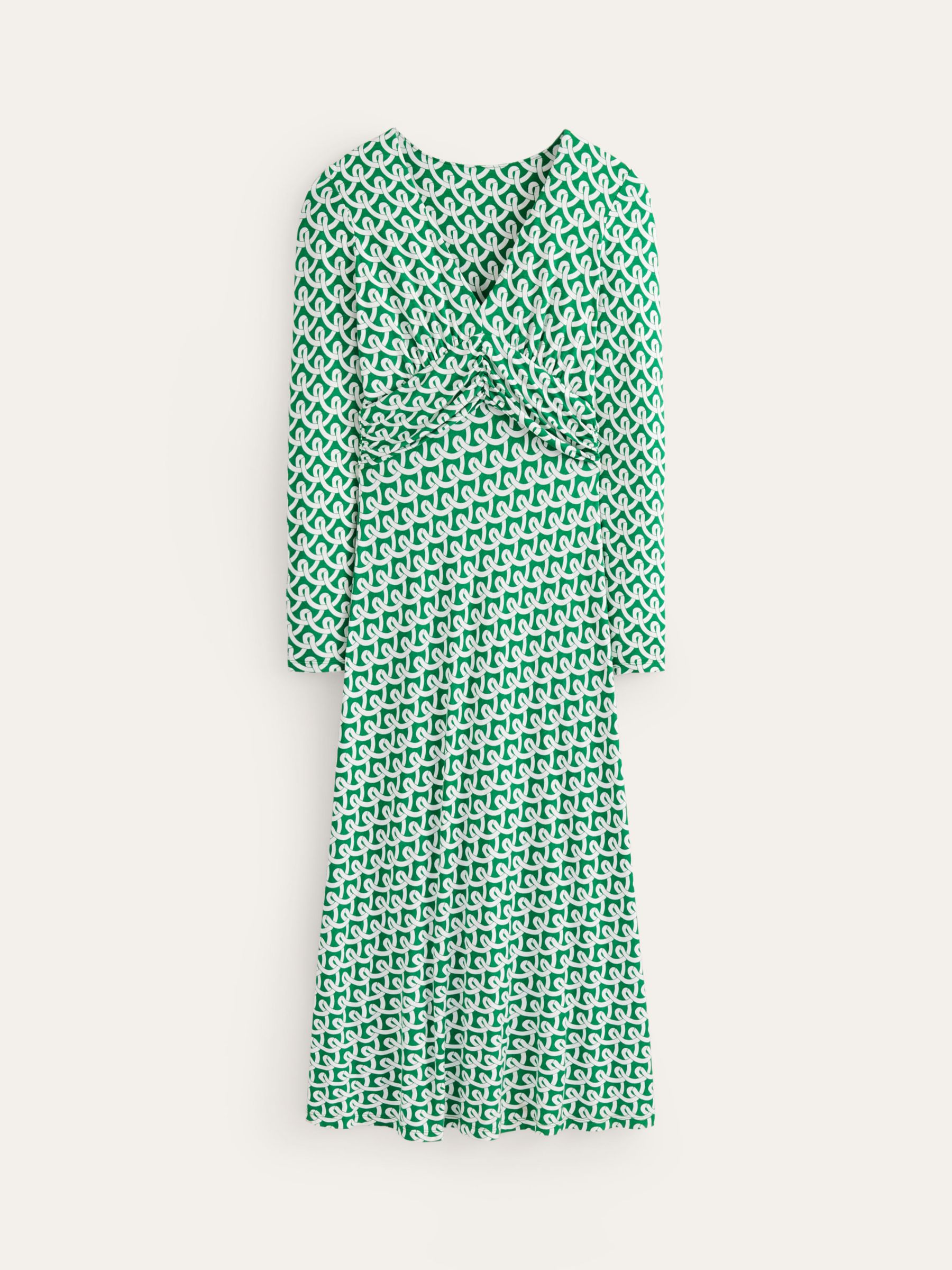 Buy Boden Elodie Geometric Print Jersey Midi Dress, Green/Cream Online at johnlewis.com