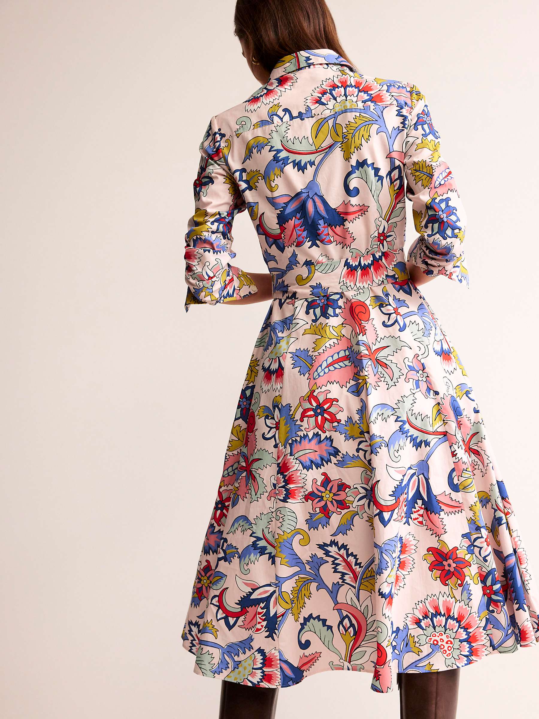 Buy Boden Amy Cotton Floral Midi Shirt Dress, Botanical Bunch Online at johnlewis.com