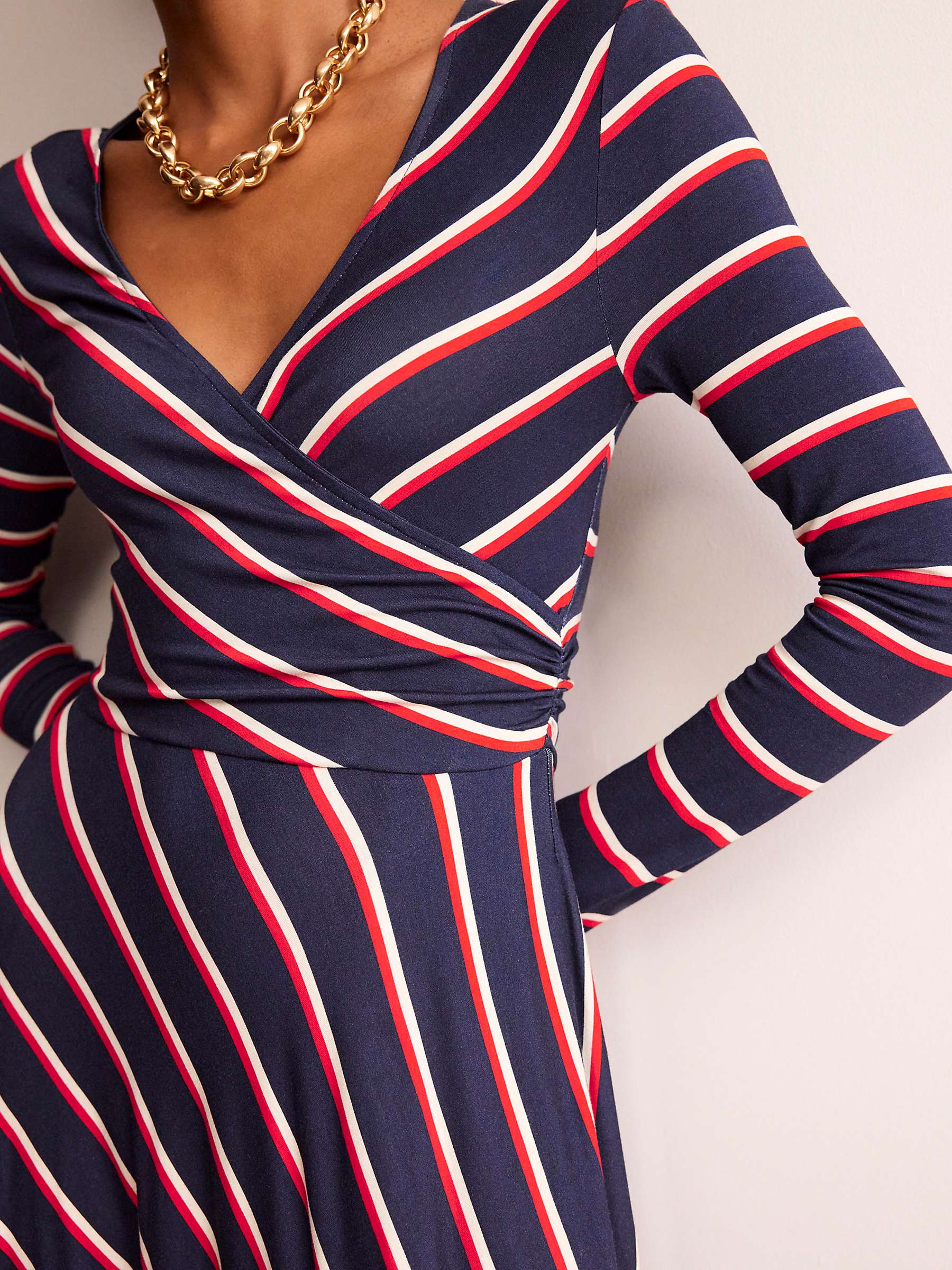Buy Boden Hotch Potch Stripe Jersey Midi Dress, Navy/Red/White Online at johnlewis.com