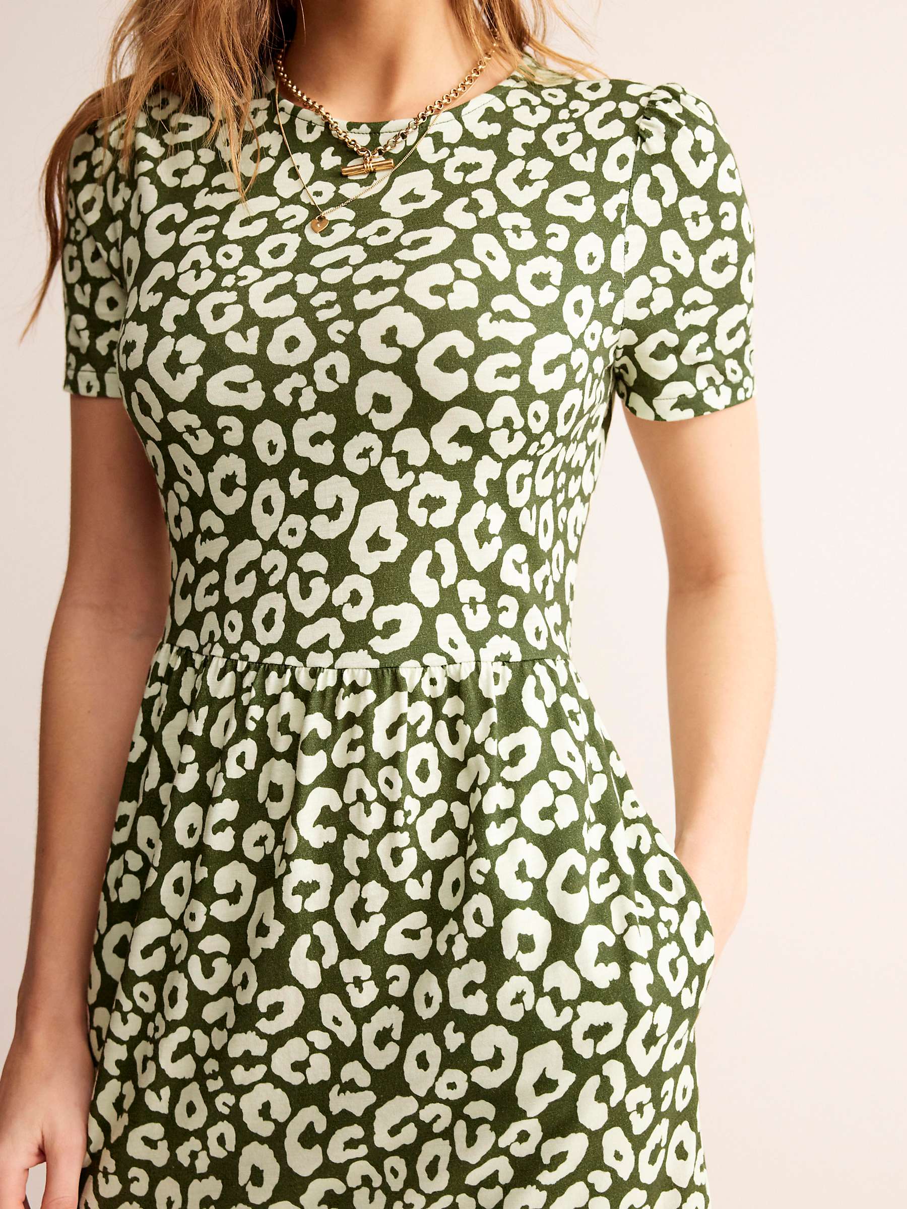 Buy Boden Emma Tiered Jersey Midi Dress, Winter Moss Online at johnlewis.com