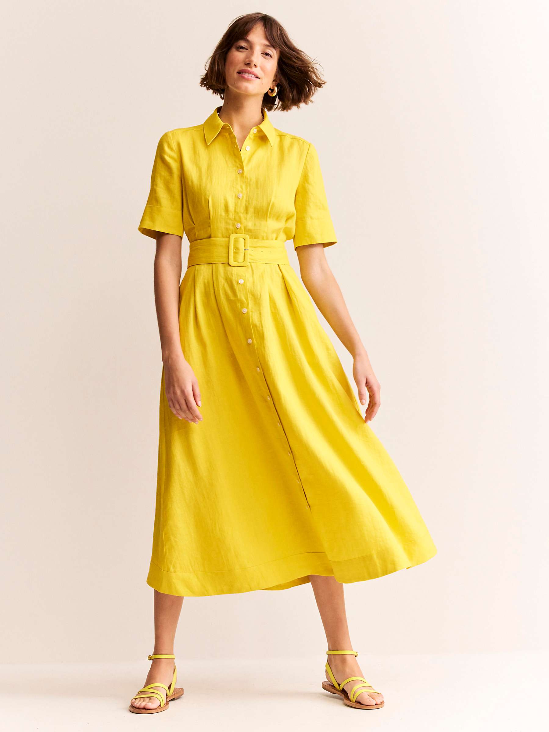 Buy Boden Louise Linen Midi Shirt Dress, Passion Fruit Online at johnlewis.com