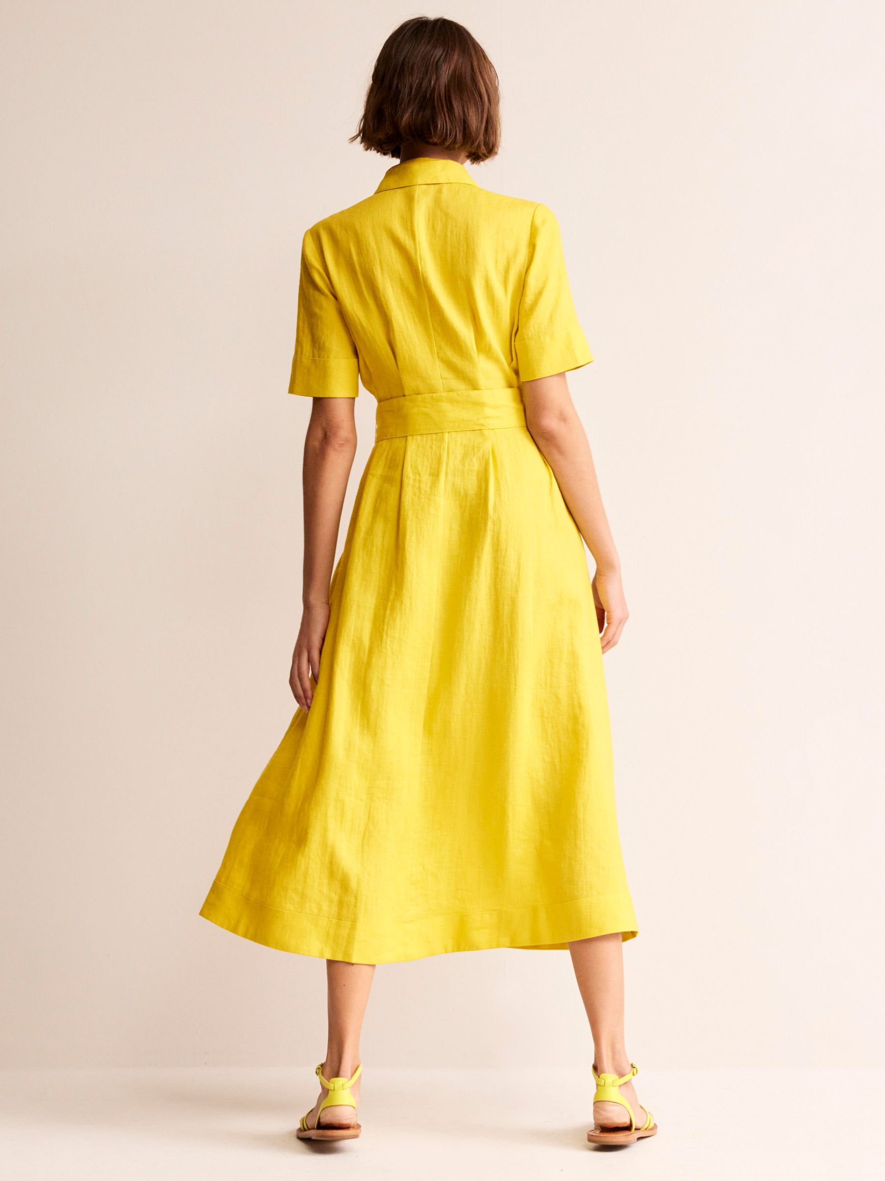 Boden Louise Linen Midi Shirt Dress, Passion Fruit, 8