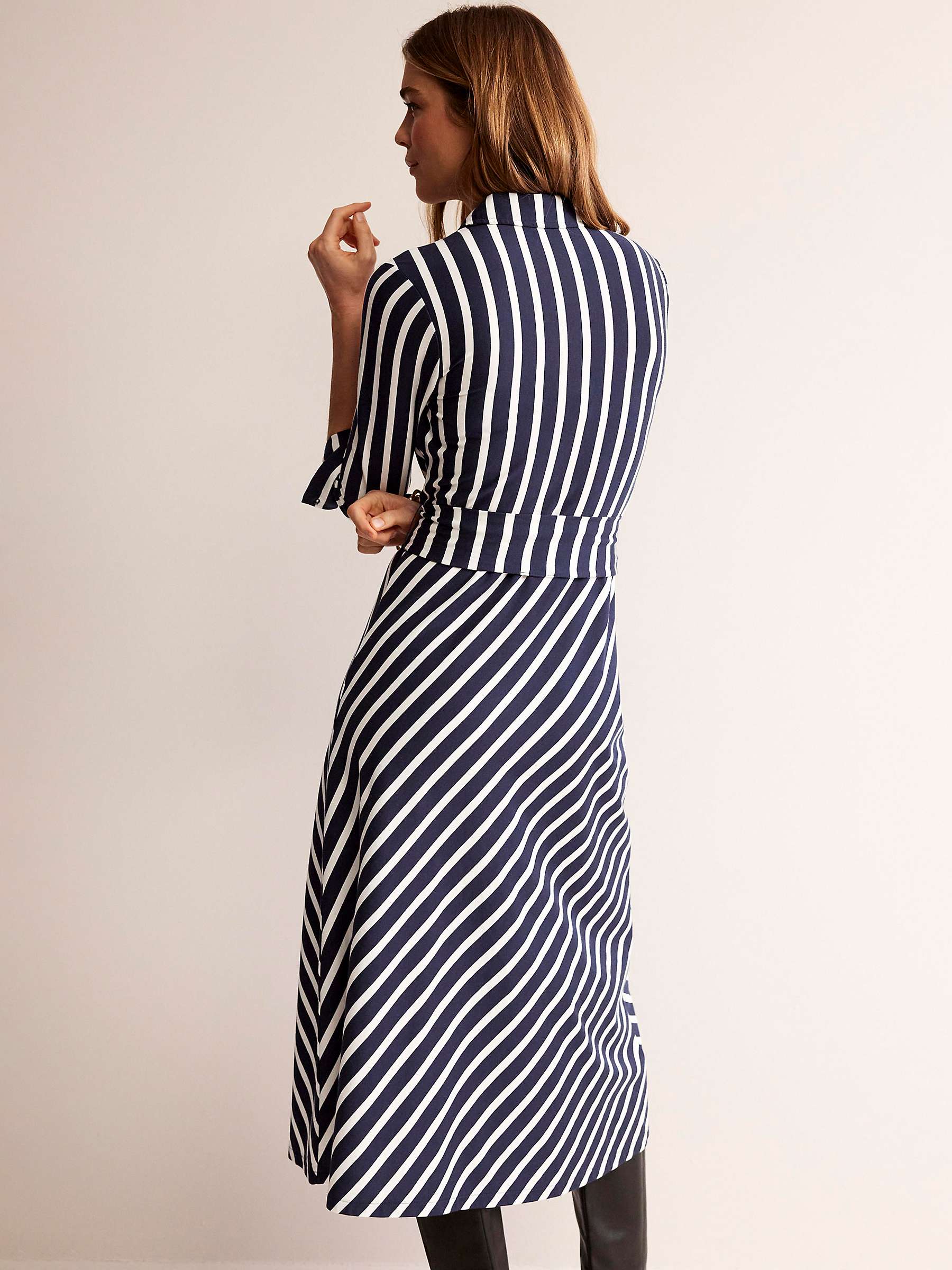 Buy Boden Laura Stripe Jersey Midi Shirt Dress, Navy/Ivory Online at johnlewis.com