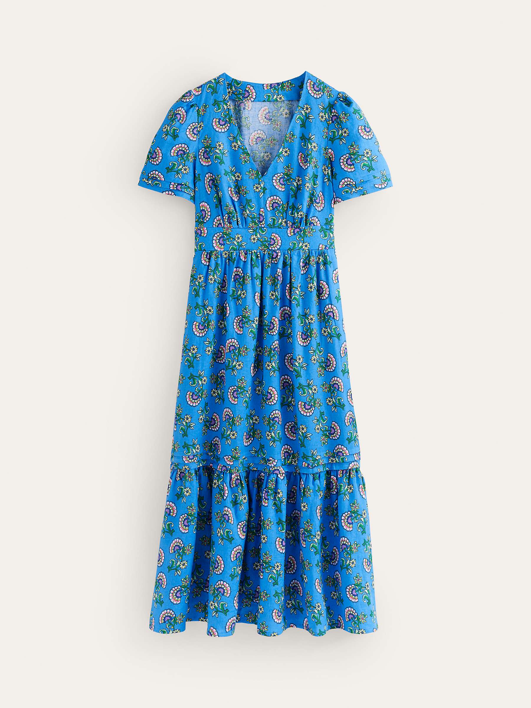 Buy Boden Eve Botanical Bunch Floral Linen Dress, Blue Online at johnlewis.com