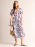 Boden Eve Floral Linen Dress, Ivory/Multi