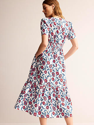 Boden Eve Floral Linen Dress, Ivory/Multi