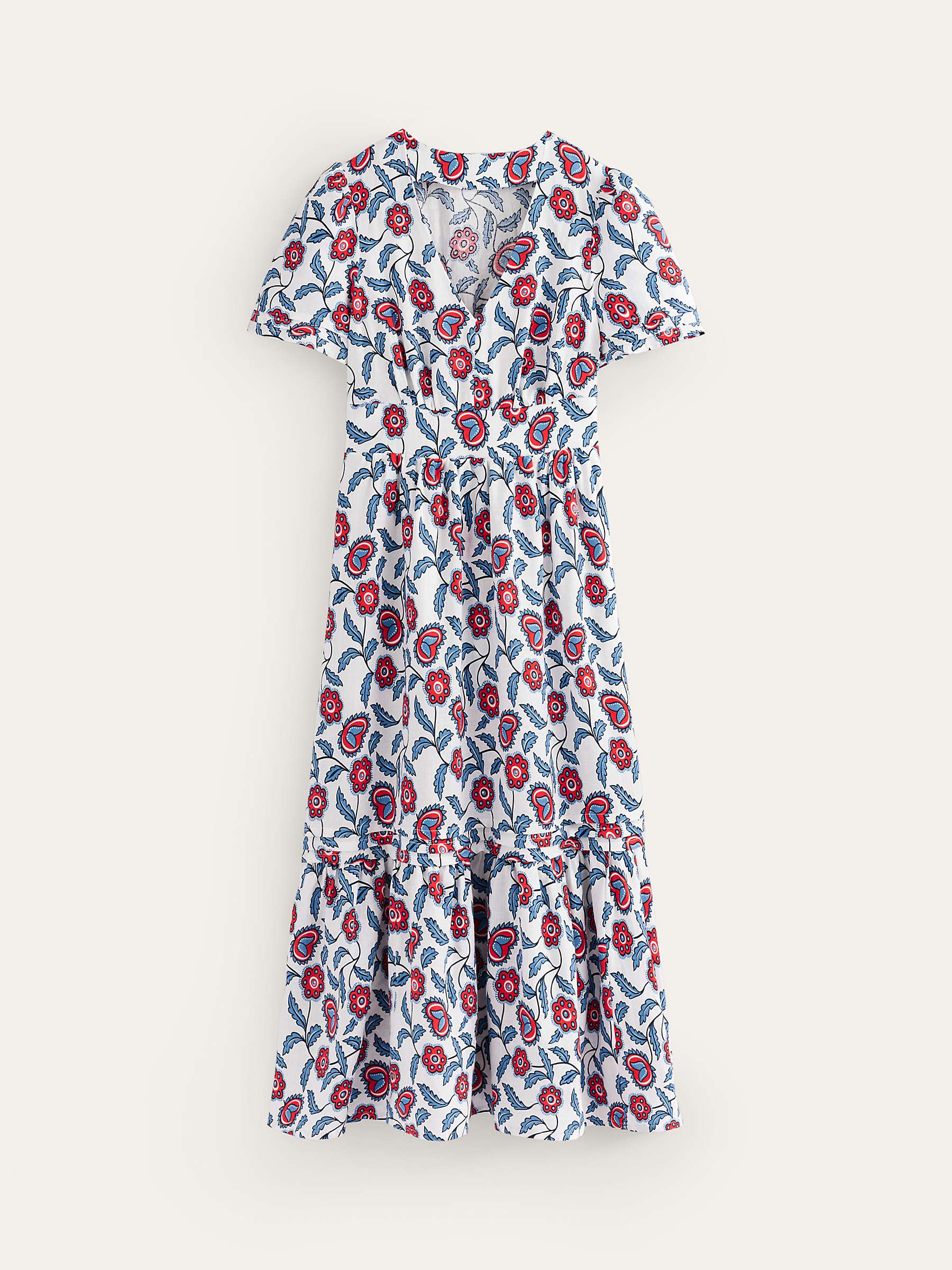 Buy Boden Eve Floral Linen Dress, Ivory/Multi Online at johnlewis.com