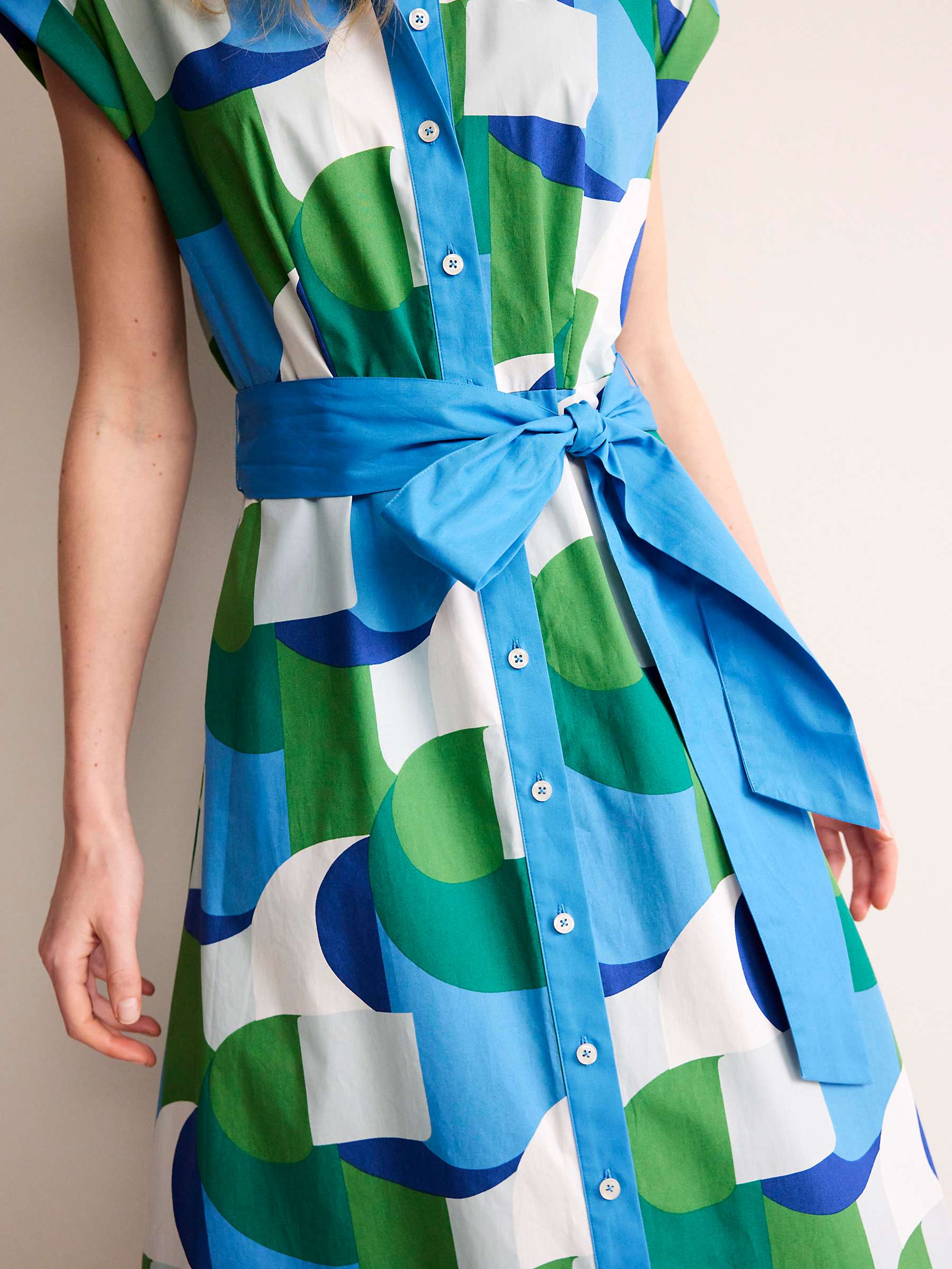 Buy Boden Amanda Cotton Geometric Swirl Midi Shirt Dress, Blue/Multi Online at johnlewis.com