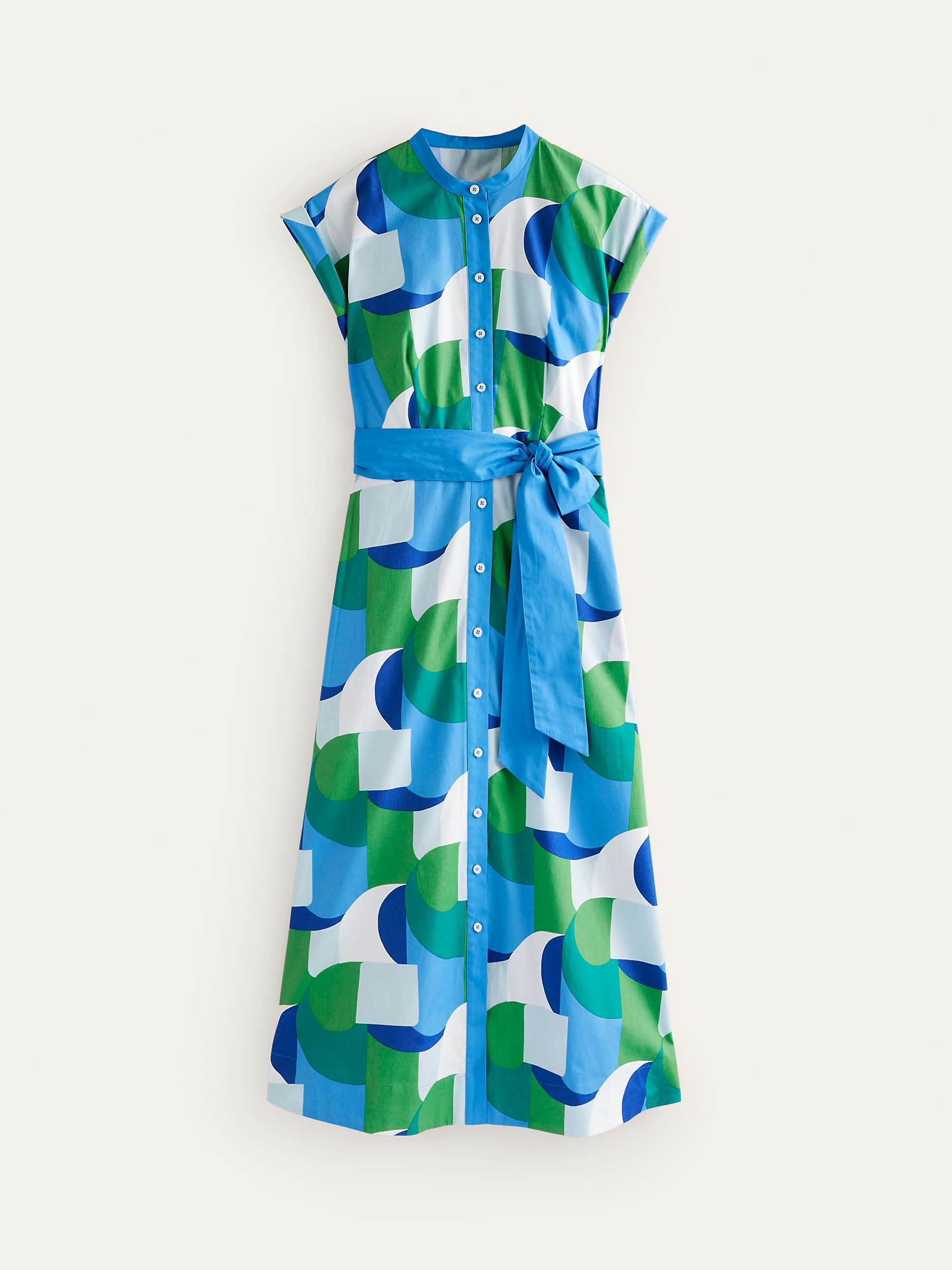 Buy Boden Amanda Cotton Geometric Swirl Midi Shirt Dress, Blue/Multi Online at johnlewis.com