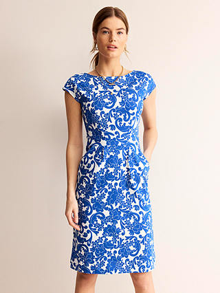 Boden Florrie Opulent Whirl Floral Dress, Blue