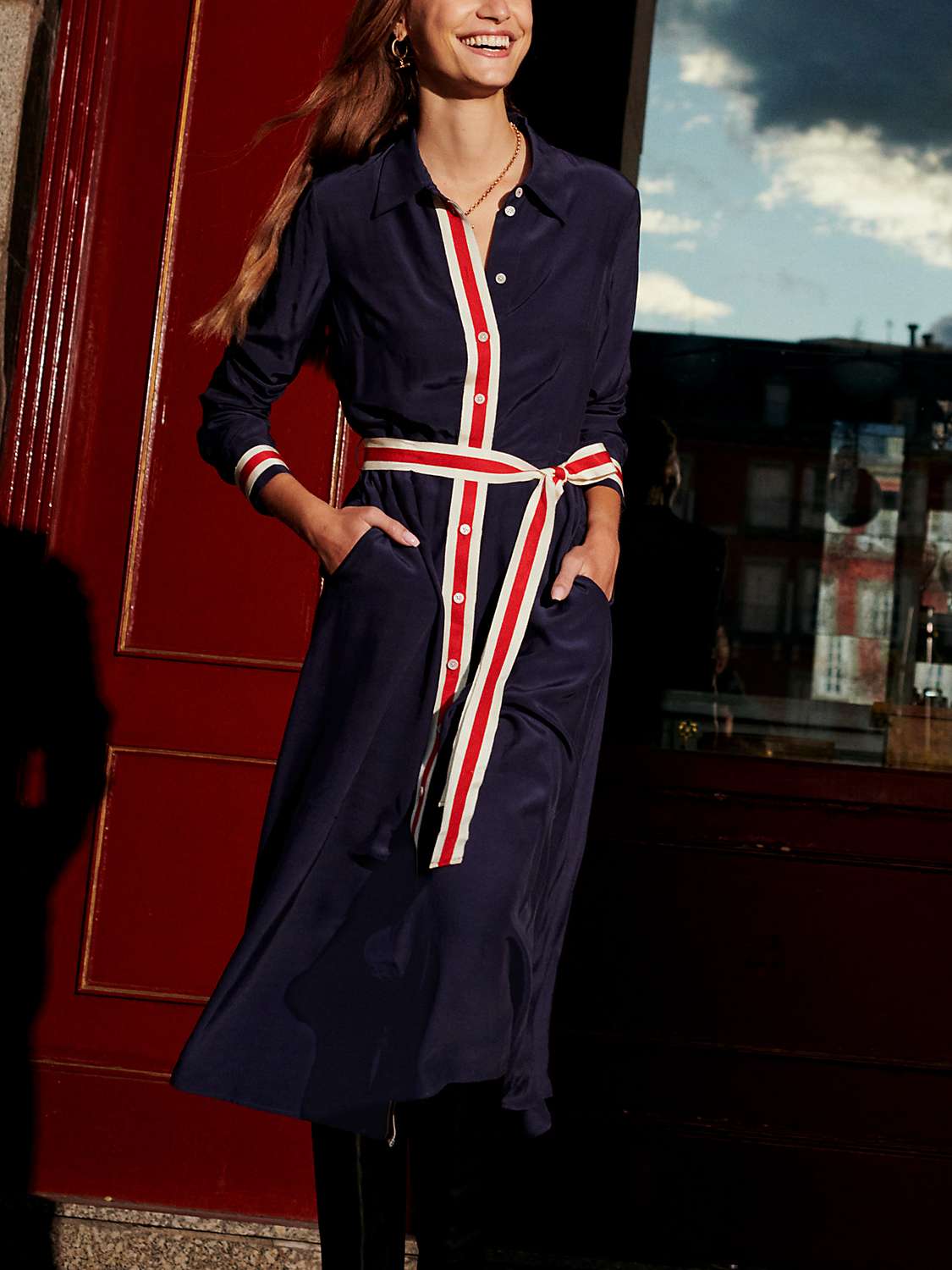 Buy Boden Kate Tipping Shirt Dress, Navy/Multi Online at johnlewis.com