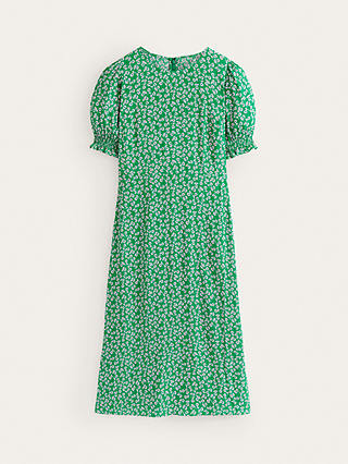Boden Corinne Ditsy Bud Print Midi Tea Dress, Green/Pink