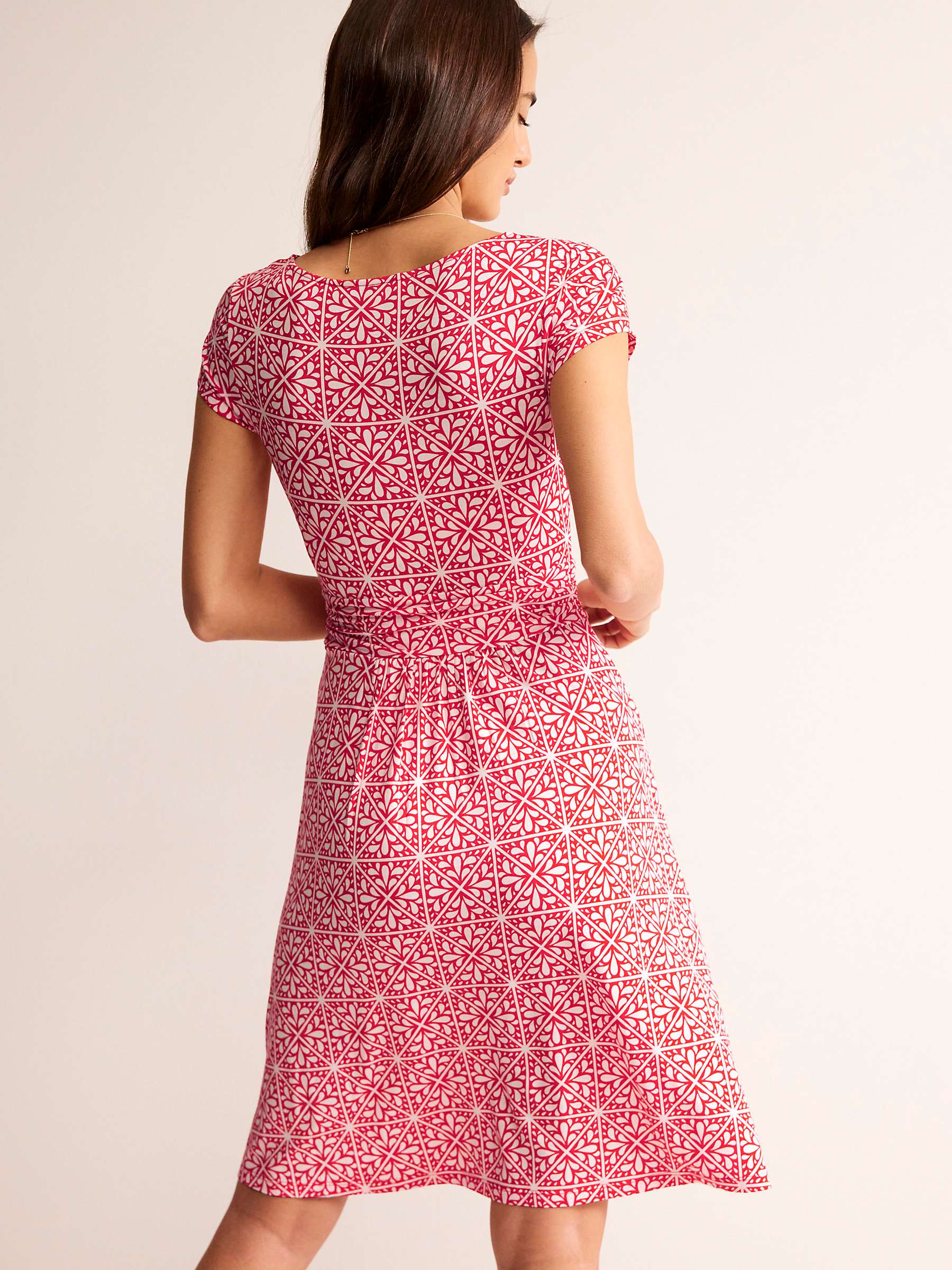 Buy Boden Amelie Floral Jersey Dress, Scarlet/White Online at johnlewis.com