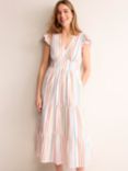 Boden May Rainbow Stripe Cotton Midi Dress, White/Multi, White/Multi