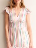 Boden May Rainbow Stripe Cotton Midi Dress, White/Multi, White/Multi