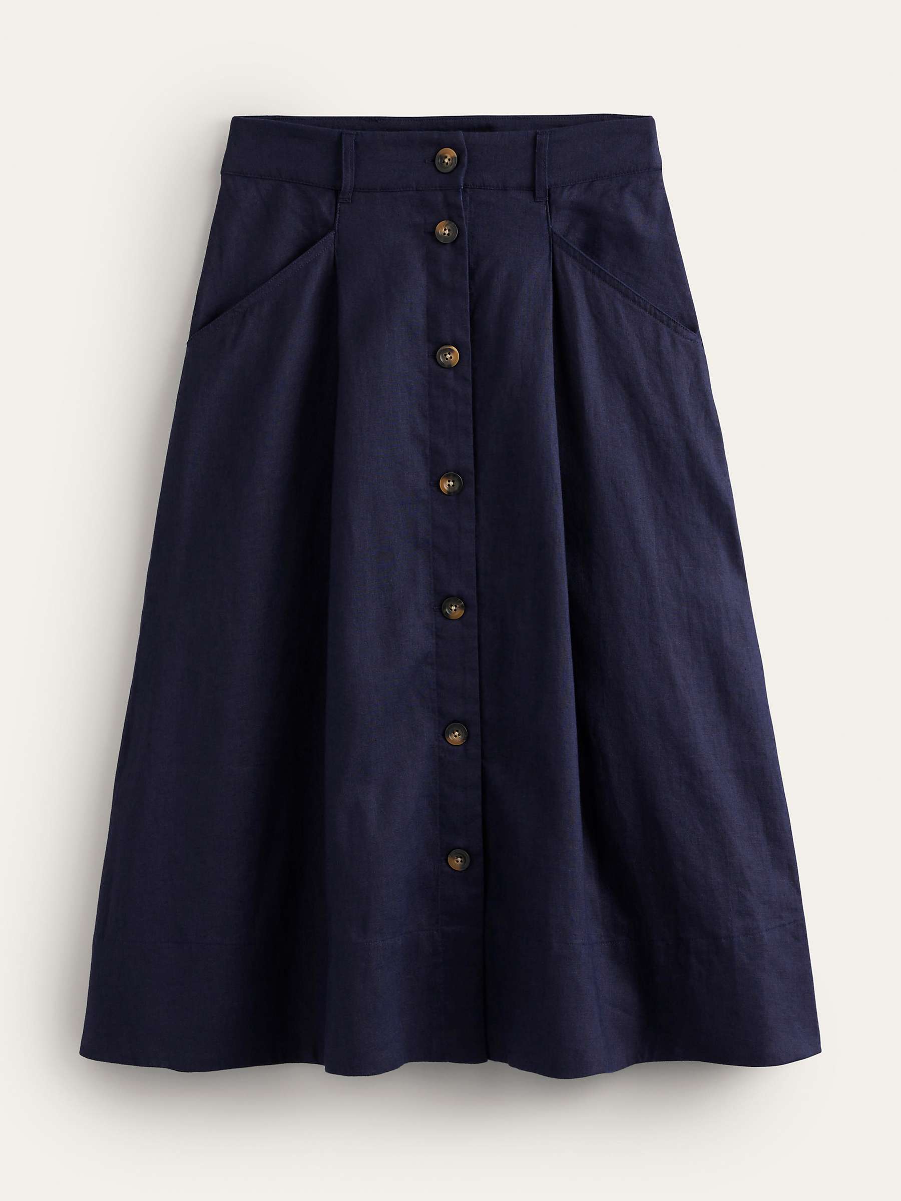 Buy Boden Petra Utility Linen Midi Skirt, Navy Online at johnlewis.com