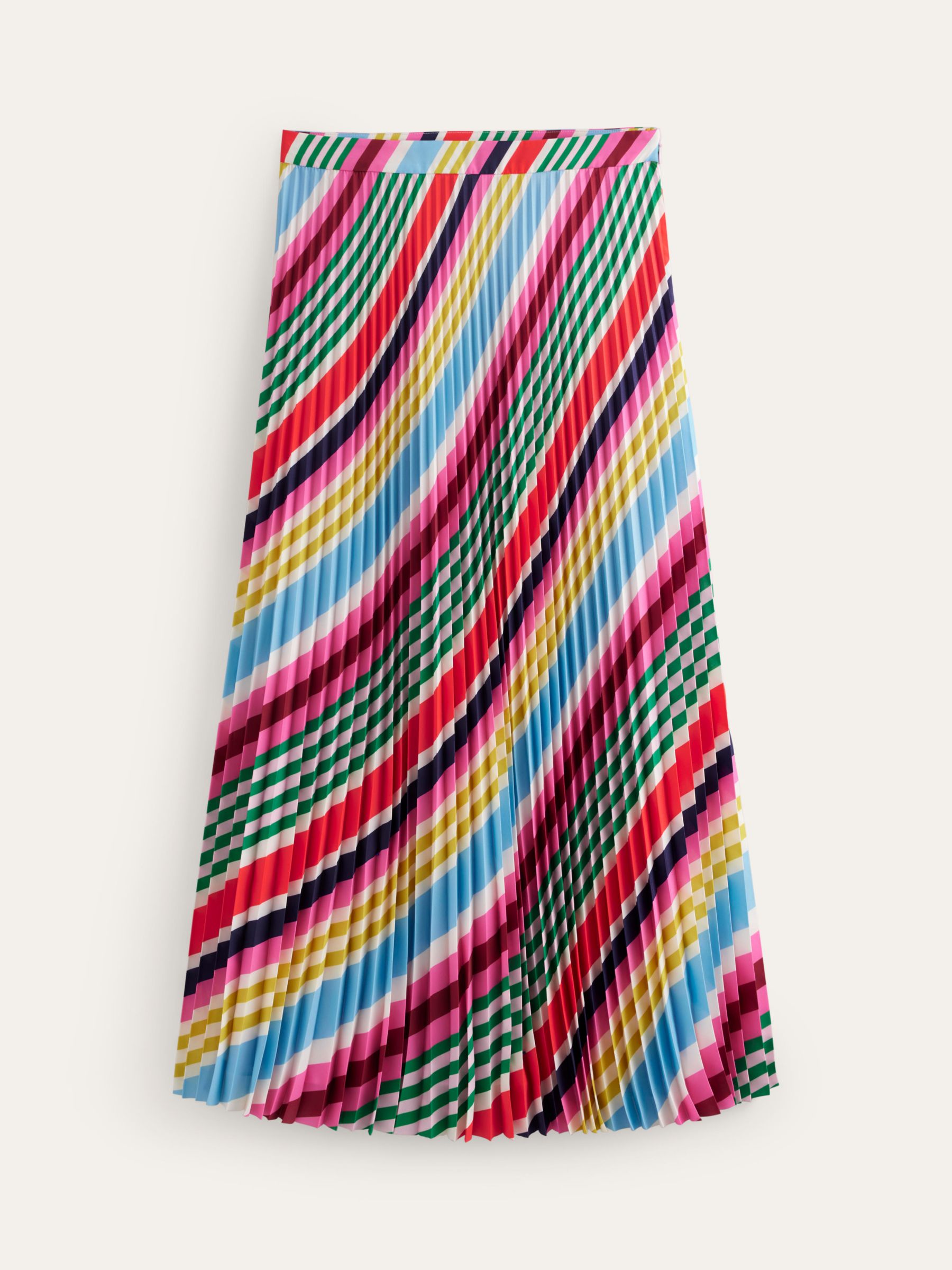 Buy Boden Stripe Pleated Midi Skirt, Multistripe Online at johnlewis.com