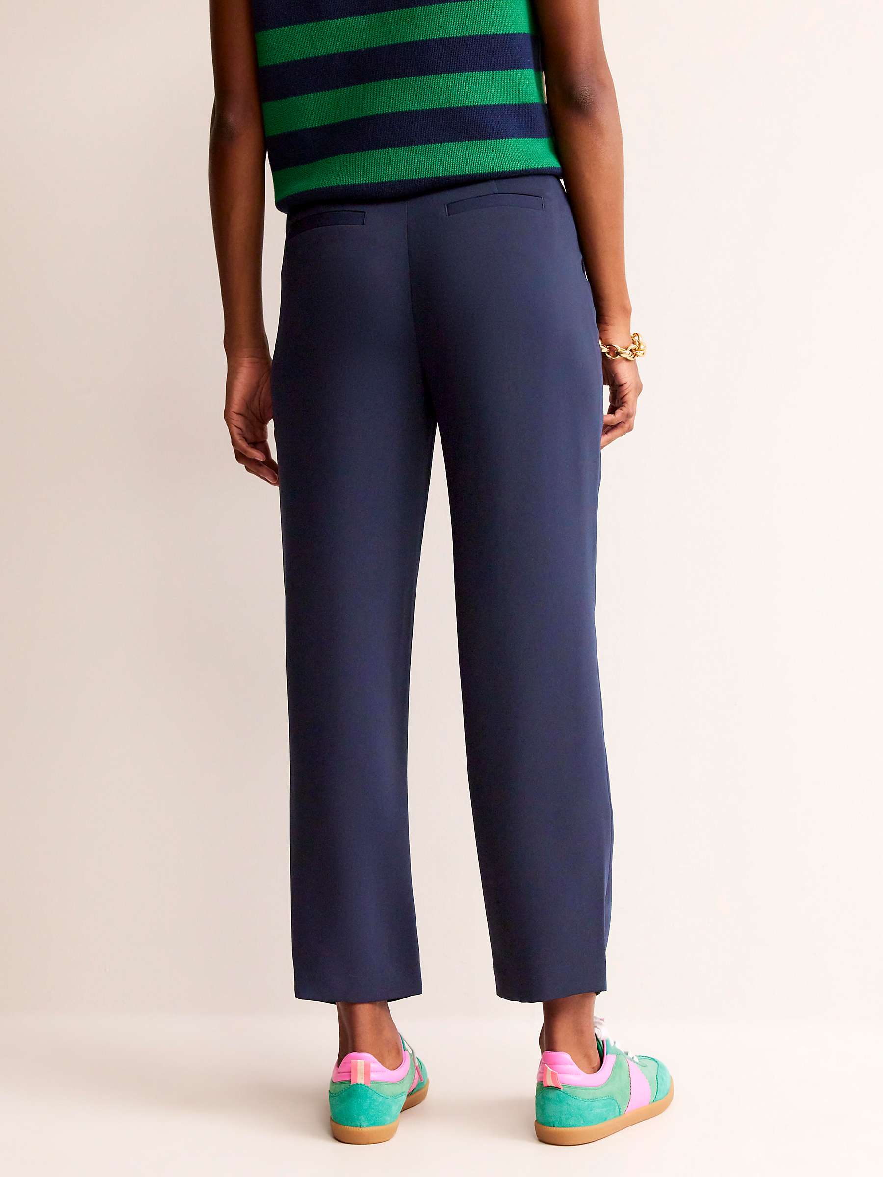 Buy Boden Tapered Tie Waist Trousers, Navy Online at johnlewis.com
