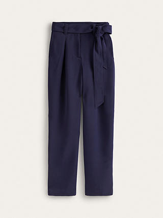 Boden Tapered Tie Waist Trousers, Navy