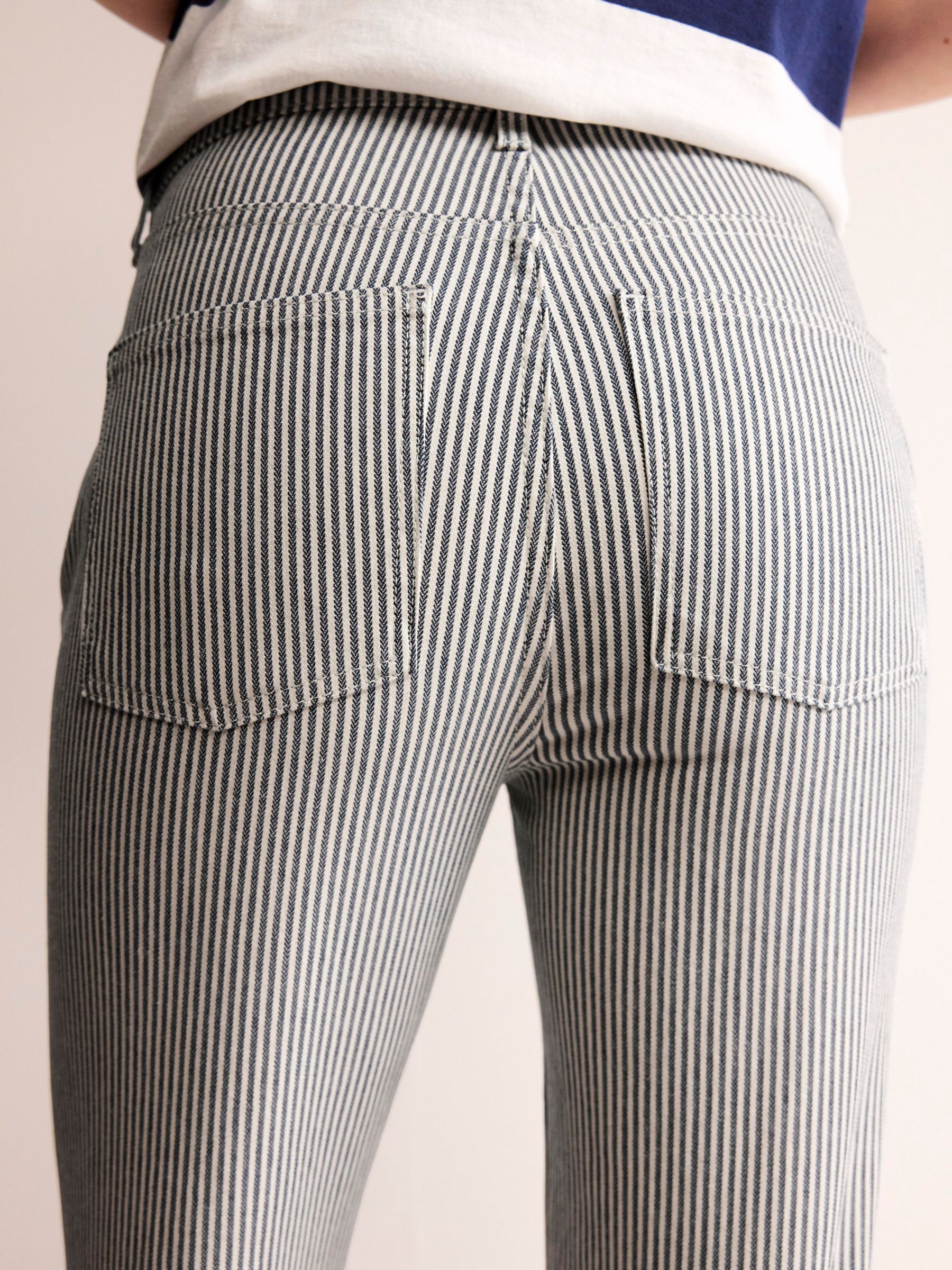 Boden Mid Rise Slim Leg Stripe Jeans, White/Black, W27/L32