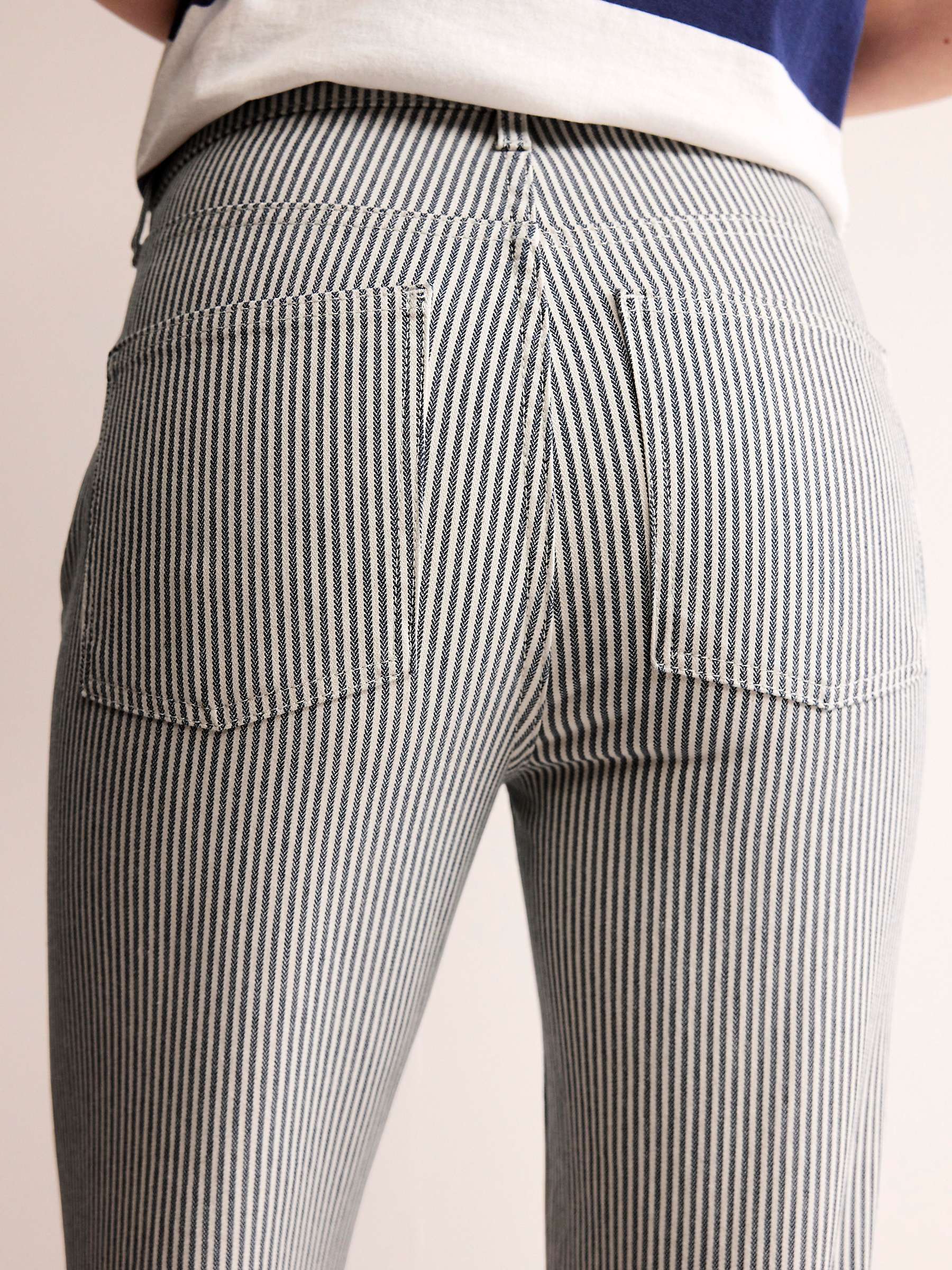 Buy Boden Mid Rise Slim Leg Stripe Jeans, White/Black Online at johnlewis.com