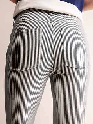 Boden Mid Rise Slim Leg Stripe Jeans, White/Black