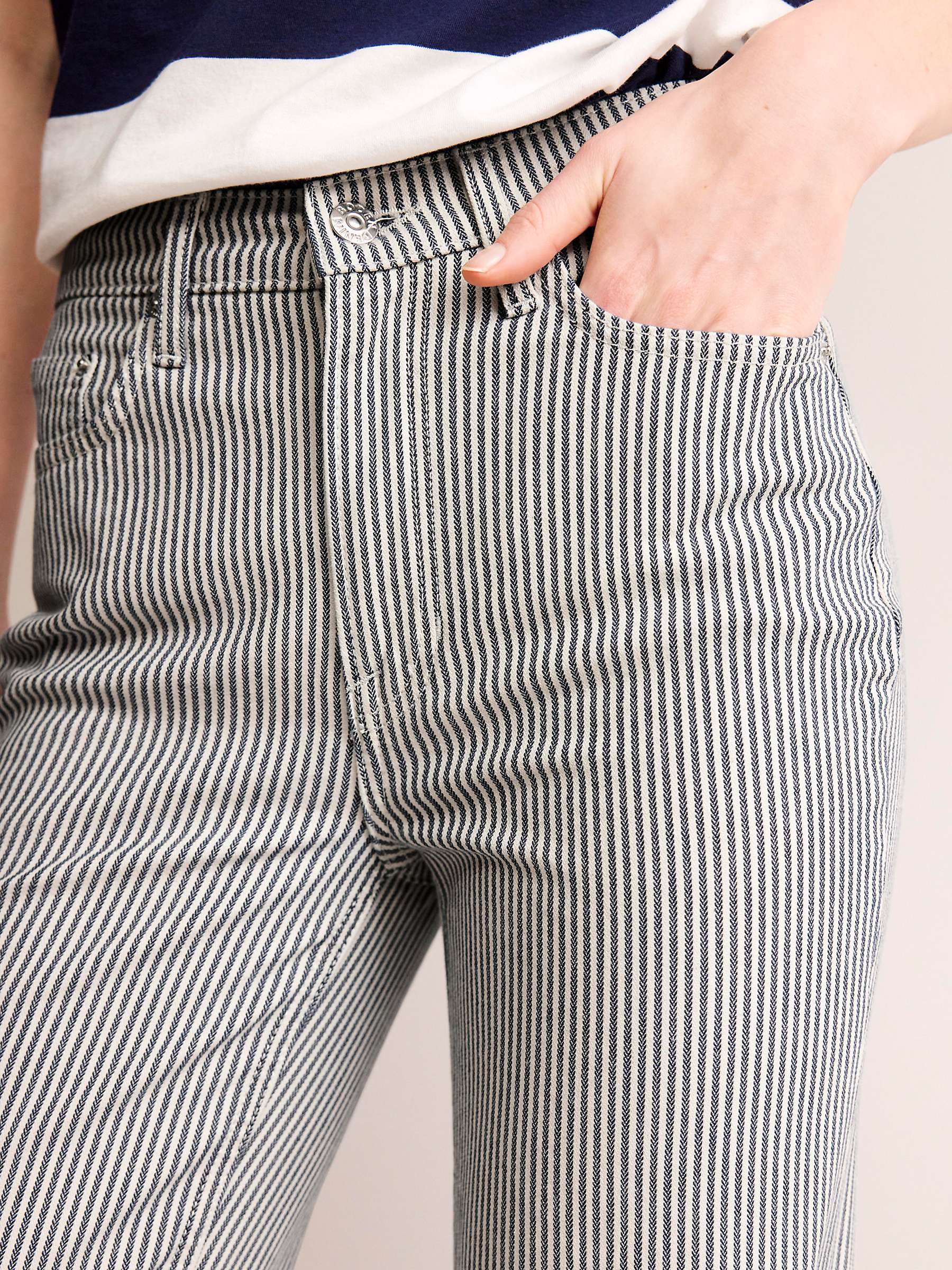 Buy Boden Mid Rise Slim Leg Stripe Jeans, White/Black Online at johnlewis.com