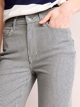 Boden Mid Rise Slim Leg Stripe Jeans, White/Black