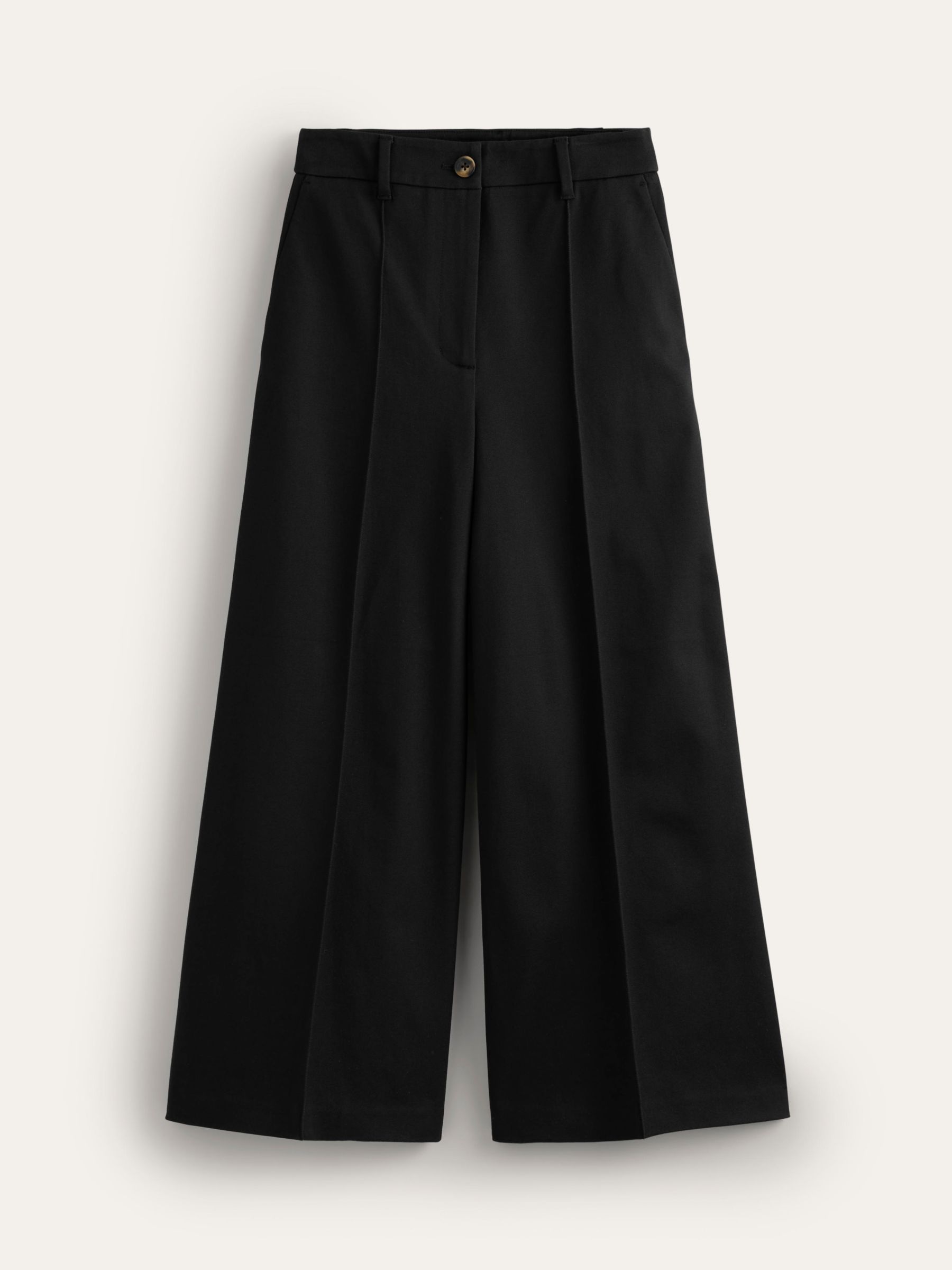 Boden Wide Leg Cropped Trousers, Black at John Lewis & Partners
