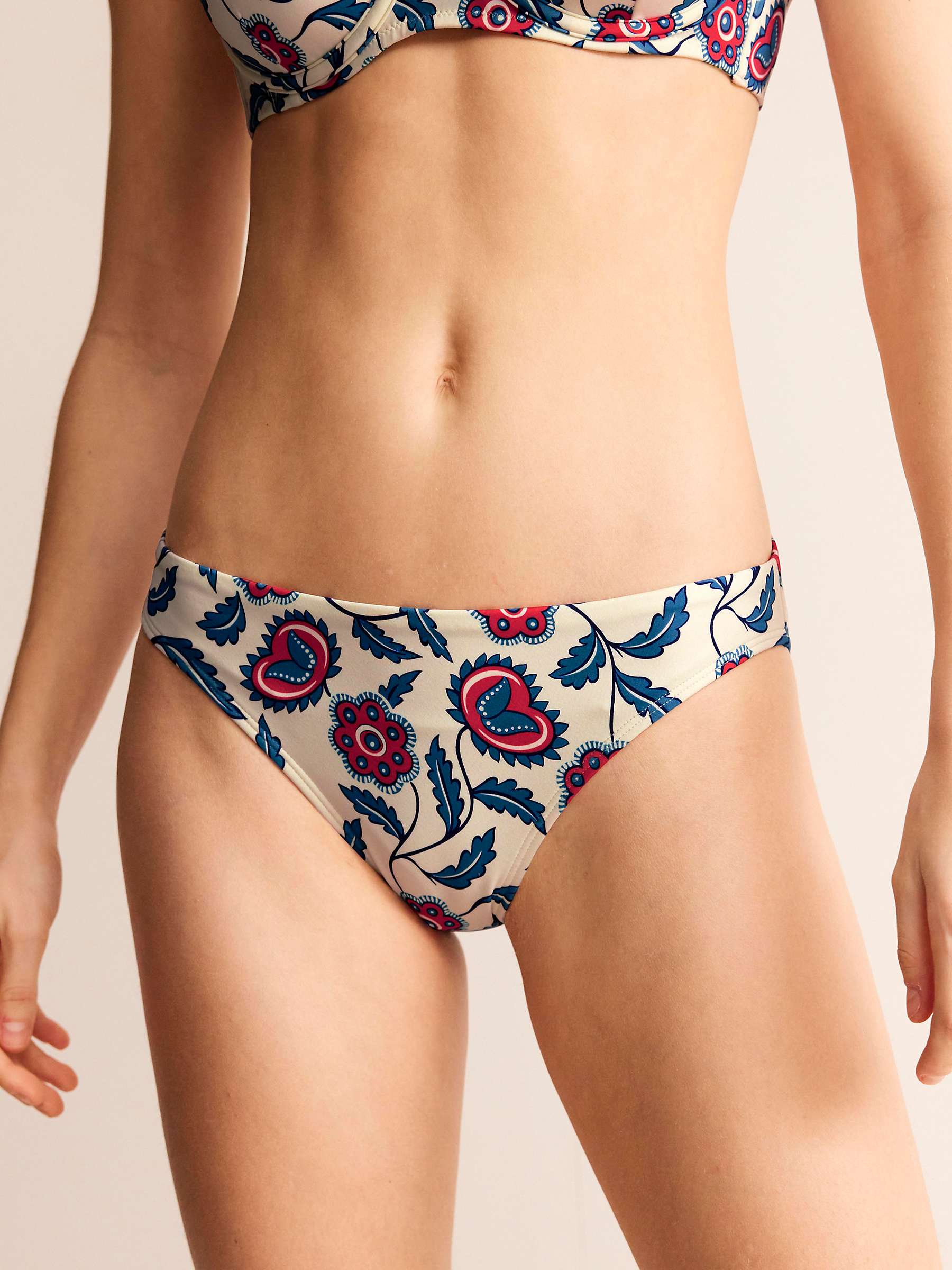 Buy Boden Classic Cut Floral Bikini Bottoms, Ivory/Multi Online at johnlewis.com