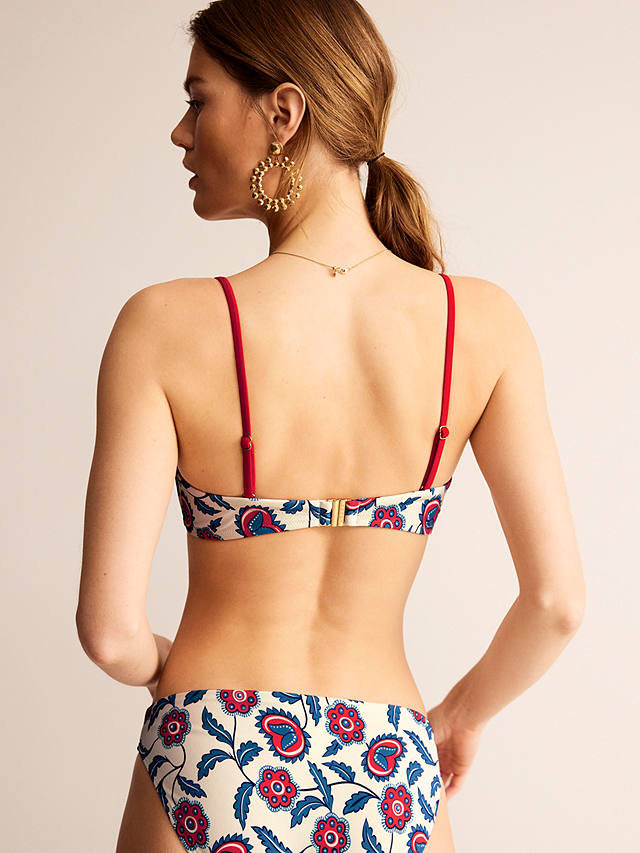 Boden Floral Vine Wired Bikini Top, Ivory/Multi