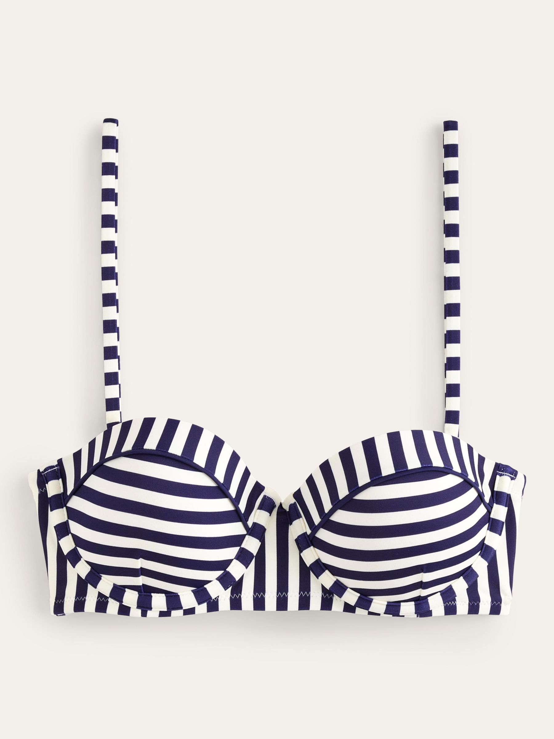 Boden Striped Underwired Bikini Top, Navy/Ivory, 34A