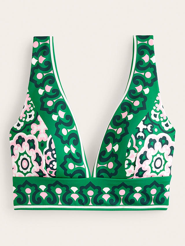 Boden Porto Artisian Geometric Print Bikini Crop Top, Green/Multi