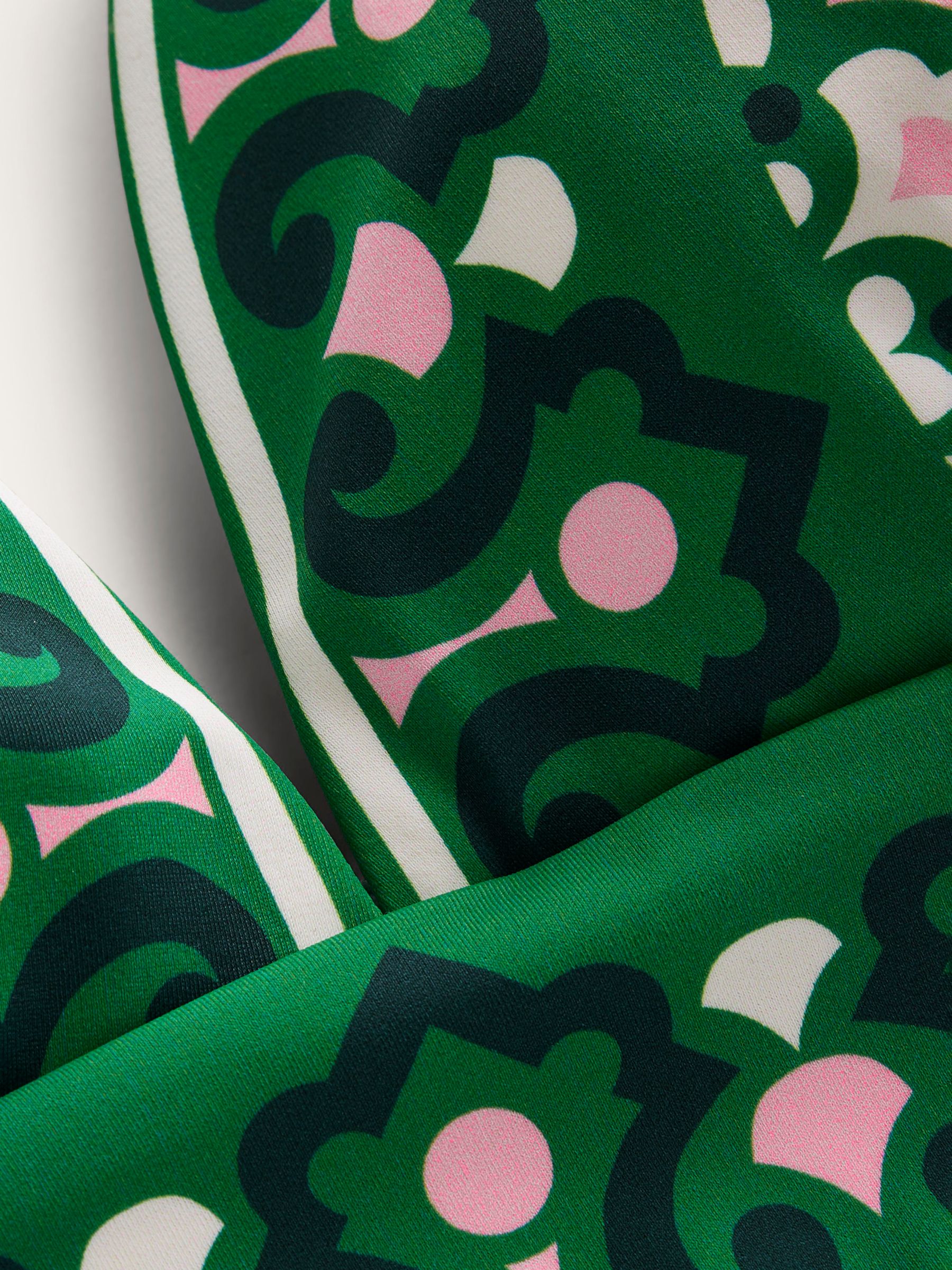 Boden Porto Artisian Geometric Print Bikini Crop Top, Green/Multi, 8