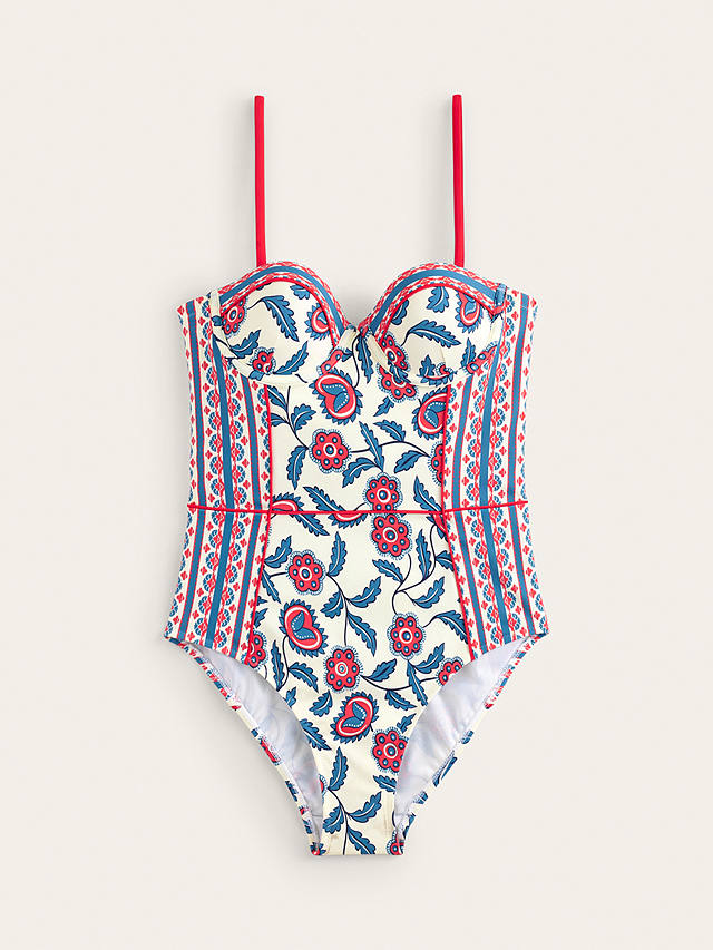 Boden Floral Underwired Swimsuit, Ivory/Multi