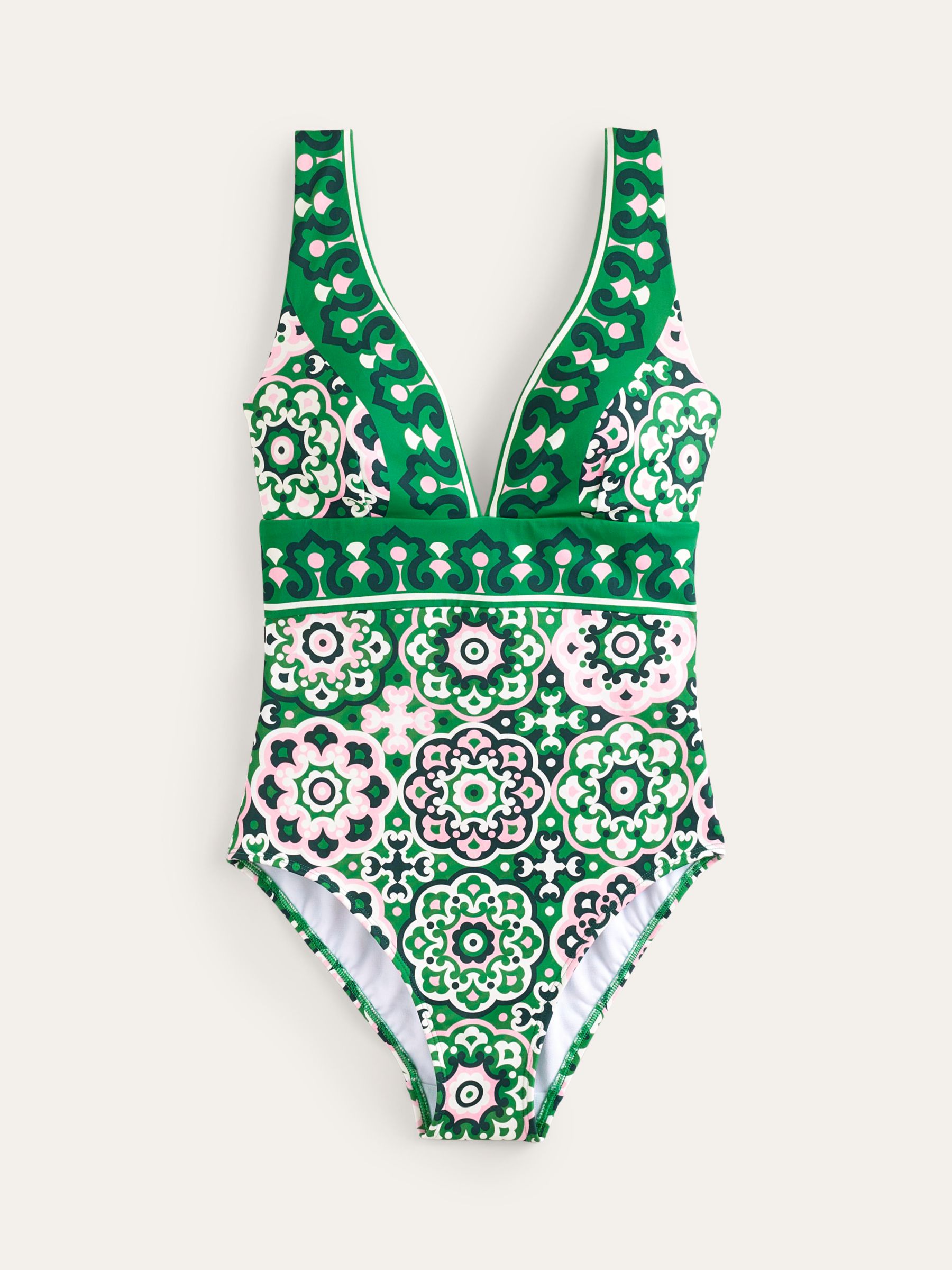 Boden Porto Geometric Swimsuit, Green, 8