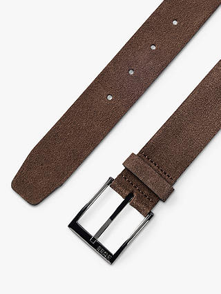 BOSS Elloy Leather Belt, Dark Brown