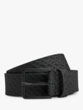 BOSS Monogram Print Rubberised Leather Belt, Black