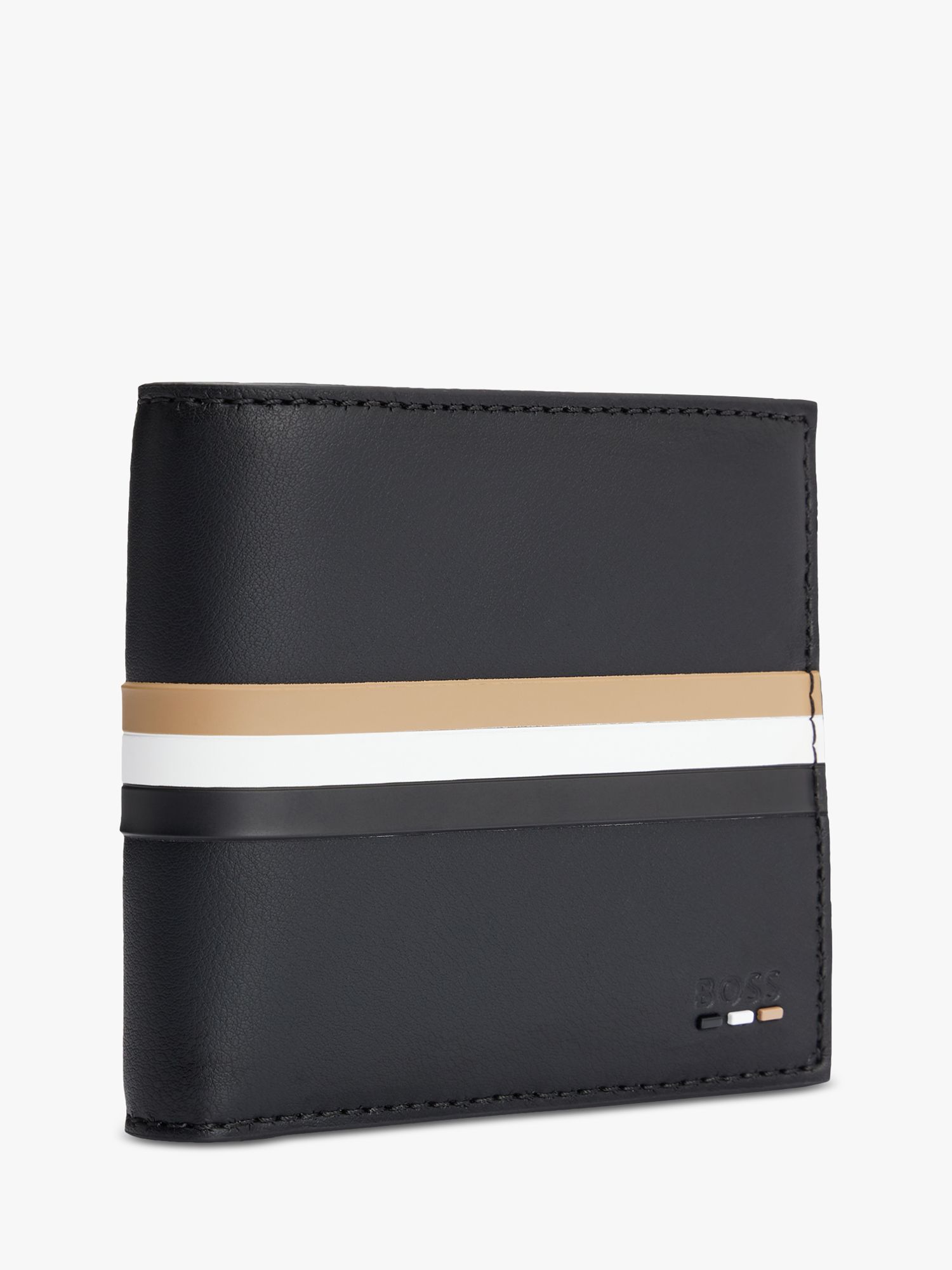 BOSS Faux Leather Signature Stripe Wallet, Black/Multi, One Size