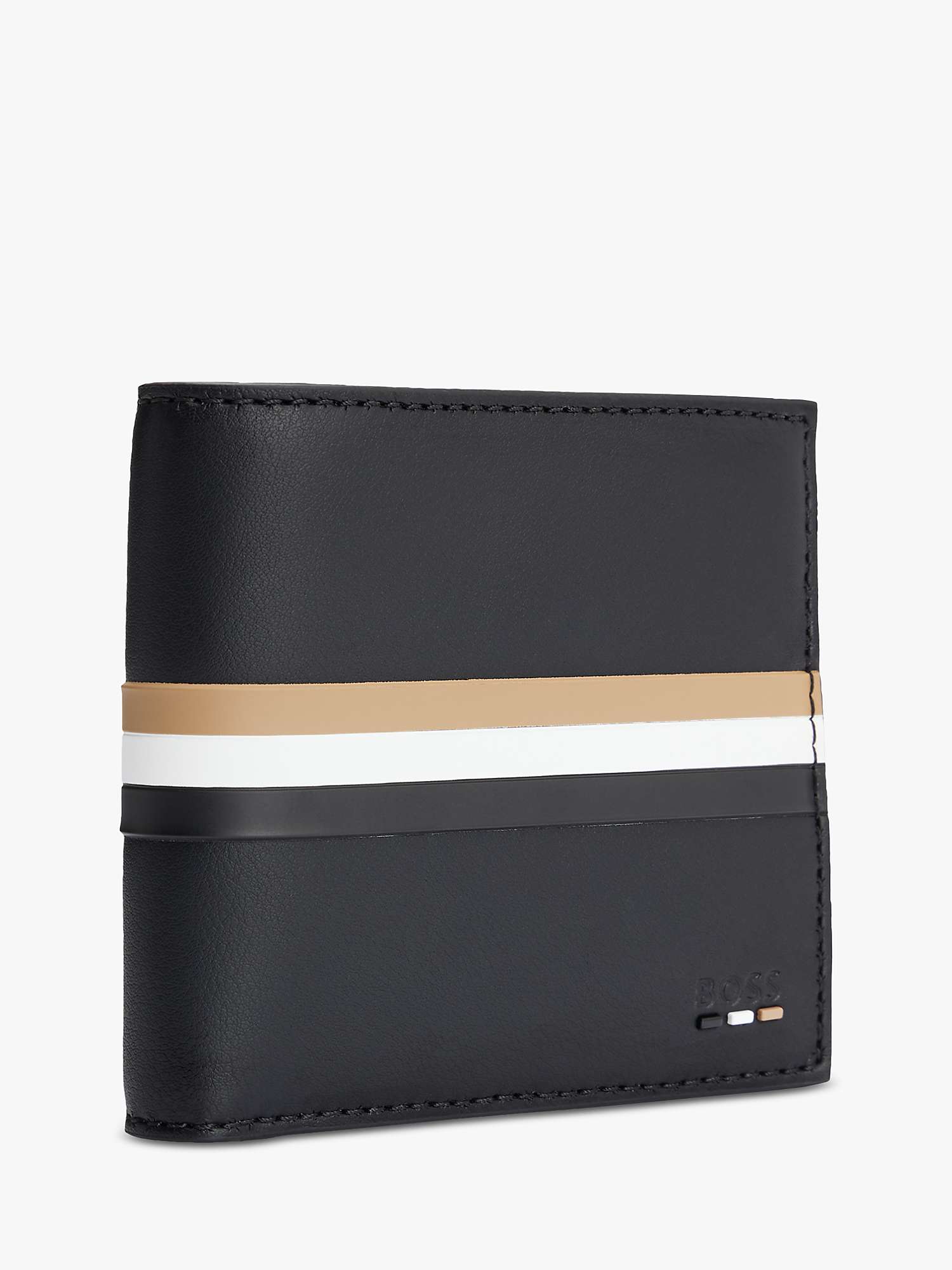 Buy BOSS Faux Leather Signature Stripe Wallet, Black/Multi Online at johnlewis.com