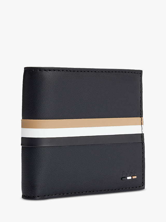 BOSS Faux Leather Signature Stripe Wallet, Black/Multi