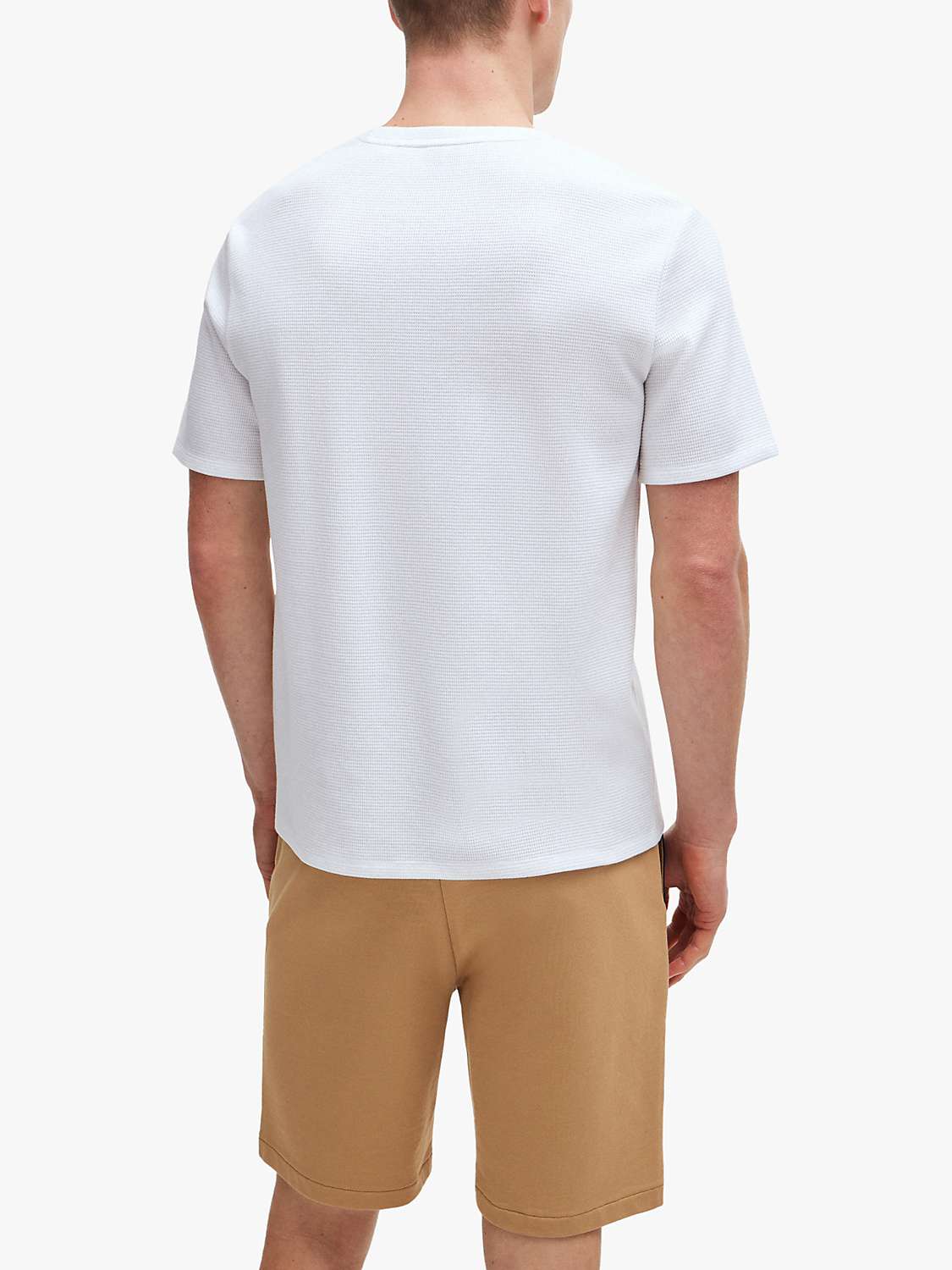 Buy BOSS Waffle Short Sleeve T-Shirt, Open White Online at johnlewis.com